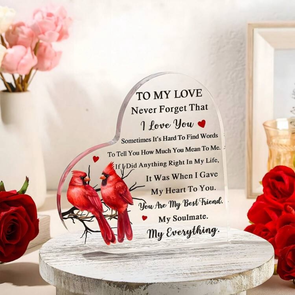 NWT- Beautiful Heart Shaped- Red Cardinals- To My Love- Sentimental Gift ❤️